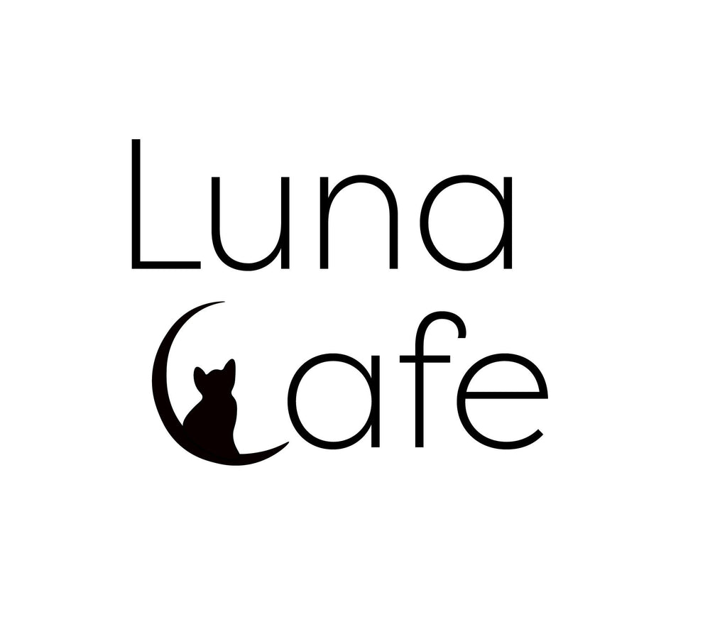 Logo of Luna Cafe with a cat silhouette on a white background