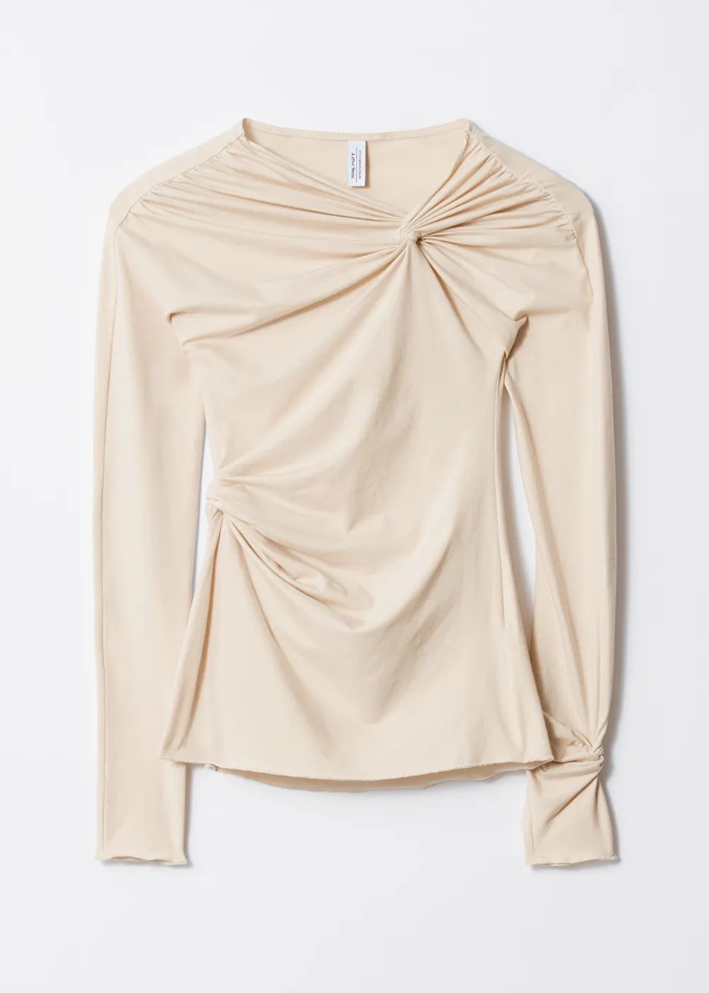 Twisted gathered beige top