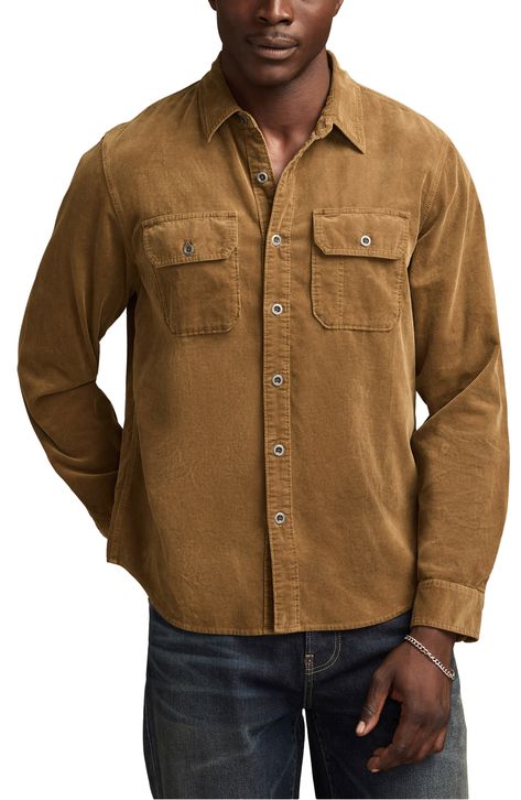 Camisa de pana abotonada para hombre