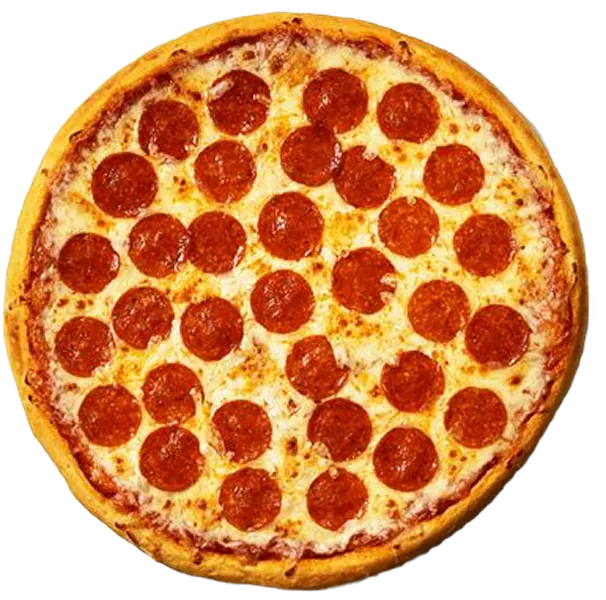 Pepperoni pizza on a white background
