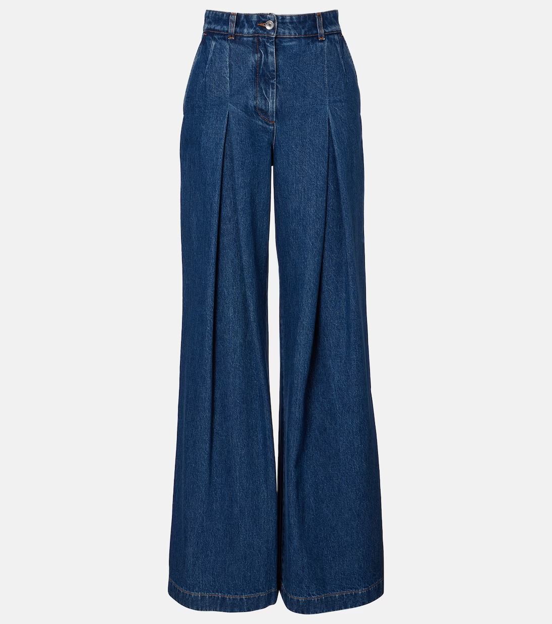 Women wide-leg pleated jeans