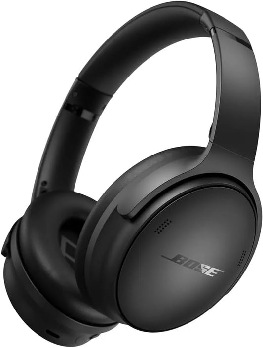 Black Bose headphones on a white background
