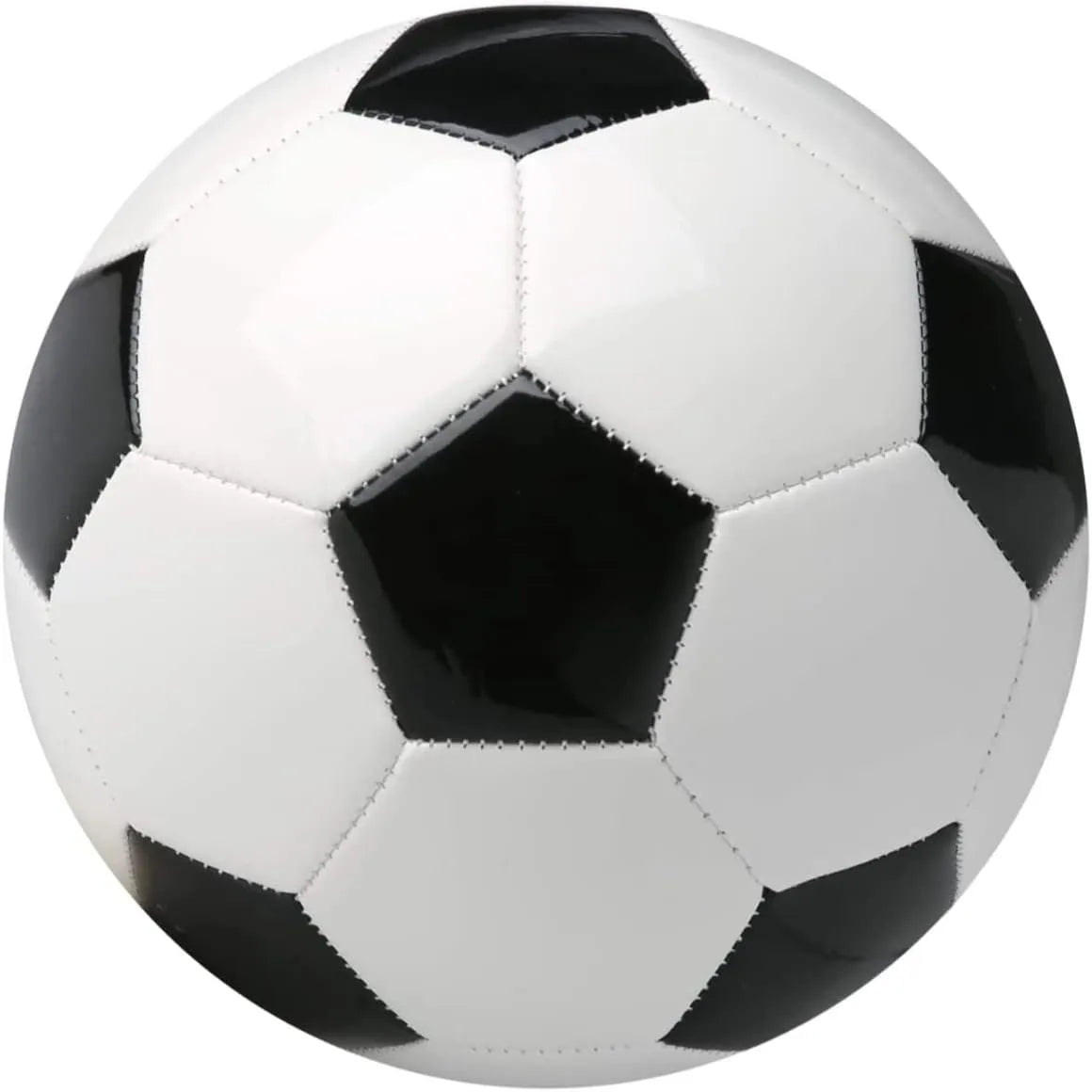 Black and white soccer ball on a white background
